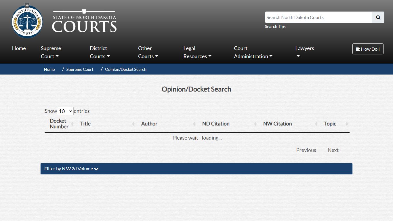 Opinion/Docket Search - North Dakota Supreme Court