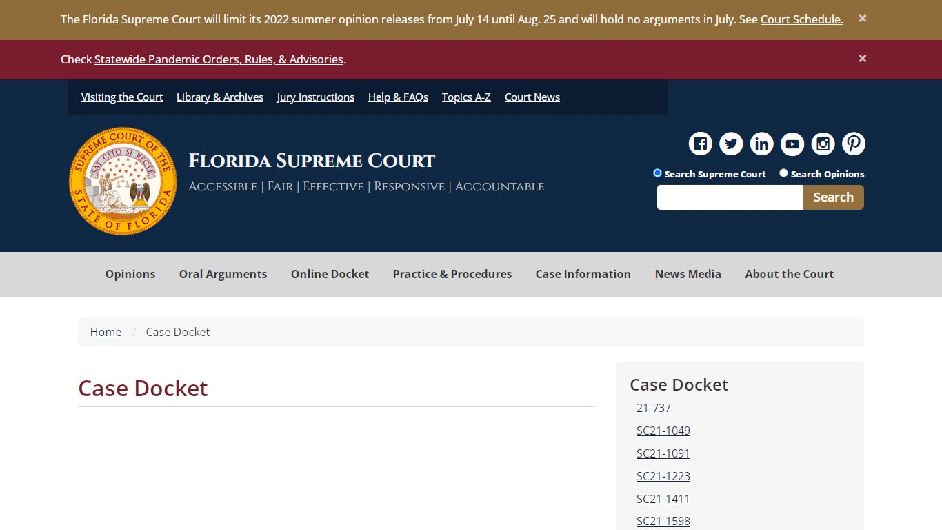 Case Docket - Supreme Court